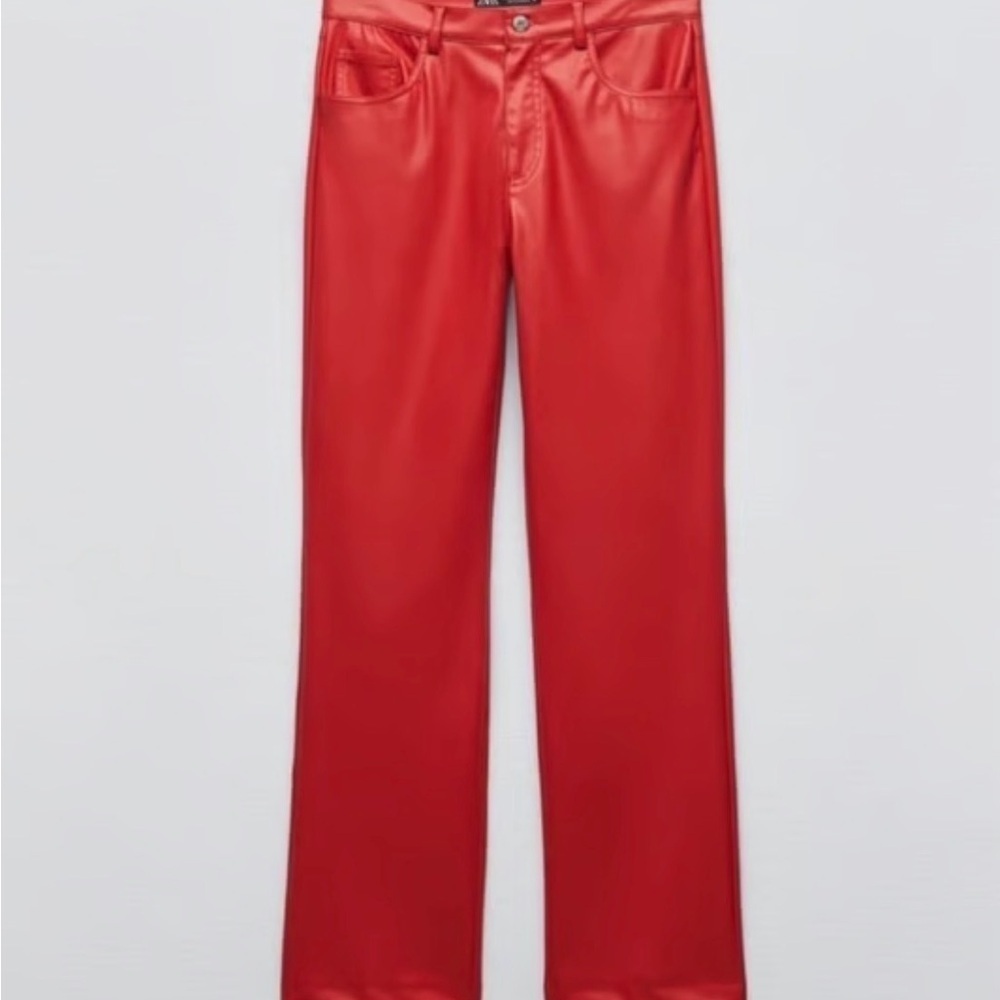 NWOT Zara 90’s High Rise Straight Faux Leather Trouser